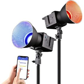 Sutefoto 100(W) RGB Video Light 2800K-10000K,P100-RGB 360° Full Color Continuous Lighting, 43700 Lux /0.5m, CRI 96+, TLCI 95+ with APP Control/Remote Control. Studio Light for Film Recording