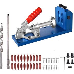 Pocket Hole Jig Kit Pocket Hole Jig System Pocket Hole Guide Tool DIY Woodworking Punch Locator Kit with Drill Bit Square Driver Screws Hole Plug