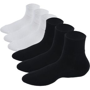 Forcool Non Binding Loose Top Seamless Ankle Low Cut Cotton Diabetic Socks for Men and Women, M/L/XL, 3/6 Pairs
