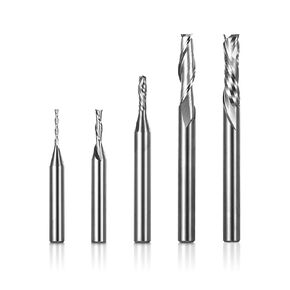 Genmitsu 5pcs Down Cut & Compression Cut End Mills CNC Router Bits, 1/4" Shank Tungsten Steel CNC Cutter for Milling Machine with 2-Flute Bit Set, Tool for Aluminum, Metal, Plastic, MDF, Wood, DSBC05