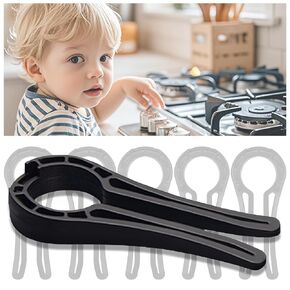 Gas Stove Safety Knob Lock (5 Pack), Baby Proof Stove Oven Locks, Baby Proof Oven Knobs Covers Lock for Child Safety, Oven Knob Safety, Easy to Install, No Tools Need or Drill (Upgraded Black)
