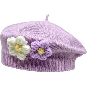 Little Girls Beret Hat French Artist Knit Hat Warm Knitted Beret for Kids Fashion Toddler Baby Beanie (A-6)