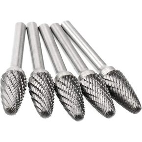 SF-5 Tungsten Carbide Burr Set Double Cut Rotary Burrs File(1/2" Cutter Dia X 1"Cutter Length) with 1/4'' (6.35mm) Shank for Die Grinder Drill Bits (Pack of 5)…
