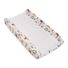 Levtex Baby - Zuma Diaper Changing Pad Cover - Fits Most Standard Changing Pads - Jungle Animals - Brown, Green, Ochre and Cream - Nursery Accessories - Plush