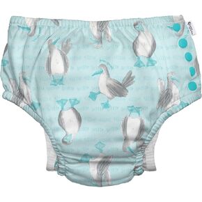 i play. by green sprouts Reusable, Eco Snap Swim Diaper with Gussets, UPF 50, 3T, Light Aqua Blue-Footed Boobie - Galapagos, Patented Design, STANDARD 100 by OEKO-TEX Certified