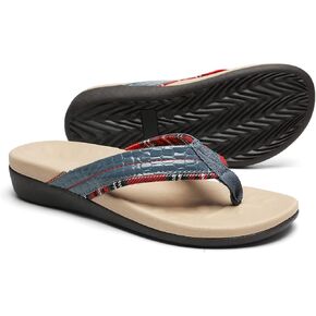 MEGNYA Orthopedic Walking Sandals with Arch Support, Casual Plantar Fasciitis Flip Flops for Flat Feet, Comfortable Cushioned Foam Slippers for Beach Summer