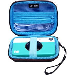 LTGEM Case Compatible with KODAK Printomatic/KODAK EKTAR H35 / KODAK Step Full-Color Instant Print Digital Camera(Inside: 5"x3.6"x1.7"), Black+Blue