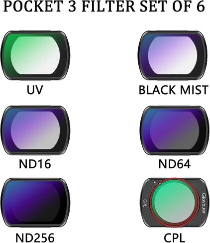 ND/CPL Filter Set Compatible with DJI Osmo Pocket 3, 6 Pack Filter for DJI Pocket 3（UV, CPL, Black Mist, ND16, ND64, ND256） in Saudi Arabia