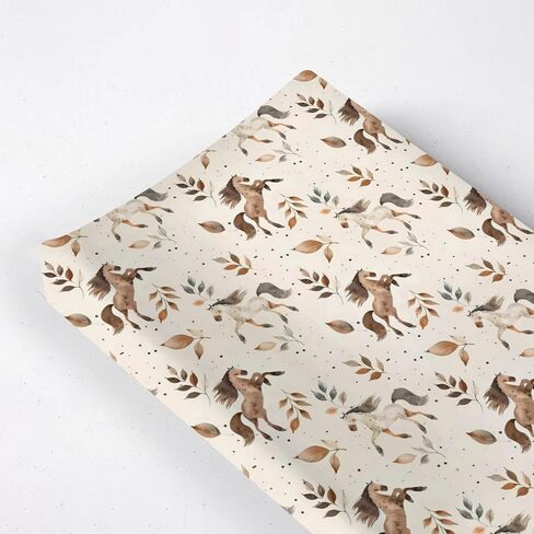 Farm Animals Horses Leaves Changing Pad Cover, Cute Horses Prints Baby Nursery Diaper Changing Table Pad Cover, Unisex Horses Animals Pattern Diaper Changing Sheet for Baby Boys Girls-16 * 32 in Saudi Arabia