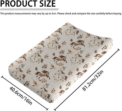 Farm Animals Horses Leaves Changing Pad Cover, Cute Horses Prints Baby Nursery Diaper Changing Table Pad Cover, Unisex Horses Animals Pattern Diaper Changing Sheet for Baby Boys Girls-16 * 32 in Saudi Arabia