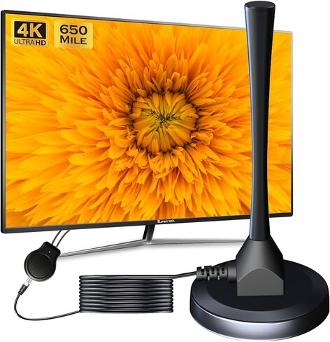 TV Antenna Indoor, 2024 Digital TV Antenna for Local Channels, Amplified HDTV Antennas Outdoor for Smart/Old TV Indoor with Signal Booster 25 FT Cable 360° Reception 4K 1080p in Saudi Arabia
