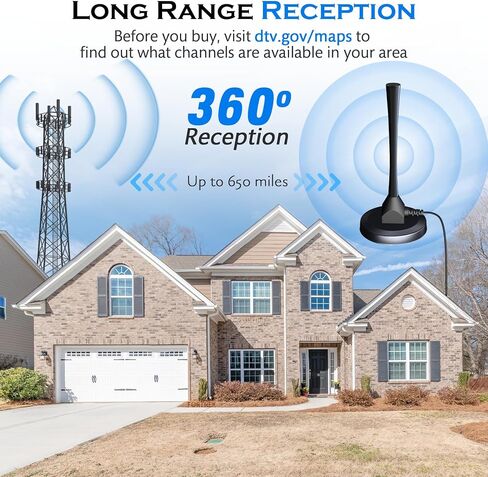 TV Antenna Indoor, 2024 Digital TV Antenna for Local Channels, Amplified HDTV Antennas Outdoor for Smart/Old TV Indoor with Signal Booster 25 FT Cable 360° Reception 4K 1080p in Saudi Arabia