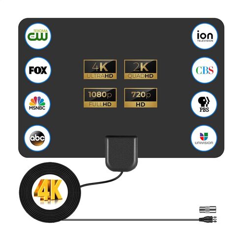 TV Antenna Indoor, 2024 Digital TV Antenna for Local Channels, Amplified HDTV Antennas Outdoor for Smart/Old TV Indoor with Signal Booster 25 FT Cable 360° Reception 4K 1080p in Saudi Arabia