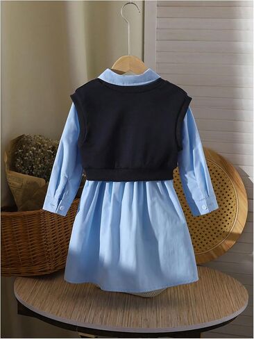 GORGLITTER Baby-girls 2 Pieces Outfit Sleeveless Tank Top and Long Sleeve Shirt Dress Set in Saudi Arabia