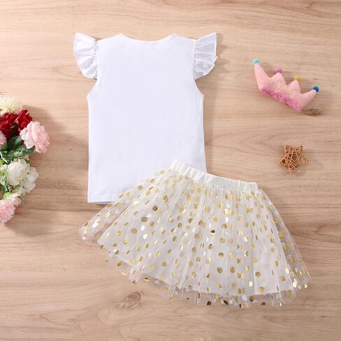 Toddler Kids Baby Girls Birthday Princess Outfits Dress Vest Sleeveless Shirt Polka Dots Tulle Tutu Skirt 2Pcs in Saudi Arabia