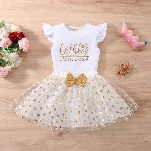 Toddler Kids Baby Girls Birthday Princess Outfits Dress Vest Sleeveless Shirt Polka Dots Tulle Tutu Skirt 2Pcs in Saudi Arabia