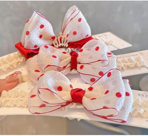 Cute Lace Bow Headband for Baby Girls Soft Tulle Bow-knot Hair Band Elastic Cotton Dot Turban Infant Headwrap Flower Crown Birthday Party Baby Shower Hair Accessory (Crown, Elastic) in Kuwait