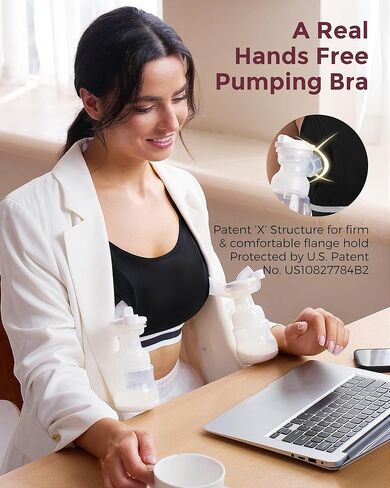 Momcozy Pumping Bra Hands Free، حمالة صدر مطورة لمضخة الثدي مع شريط متسع، حمالة صدر للرضاعة في واحدة، أشرطة قابلة للتعديل باللون الأسود in Kuwait