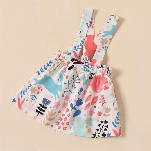 مجموعة ملابس صيفية للفتيات الصغيرات من LittleSpring تنورة رومبير مكشكشة وعصابة رأس مكونة من 3 قطع in Kuwait