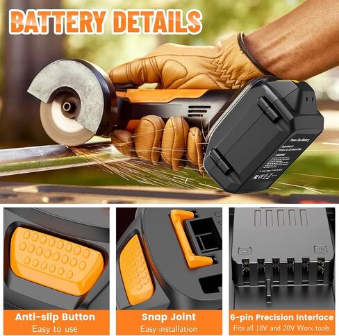 2 Pcaks 18V 6.0Ah Lithium Battery Replace for Worx 18V Battery WA3512H, Compatible with Worx WA3512 WA3525 WA3523 WA3578 WA3520 WA3575 WA3522 WA3544 and 18V/20V Power Tools (20V Max) in Kuwait
