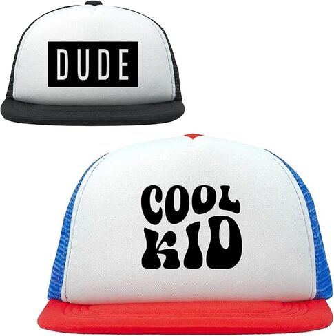 Funky Junque 2 Pack Kids Cap - Dude - Black/White & Cool Kid - Red/White/Royal Blue(M/L - 2-9 Years) in Saudi Arabia