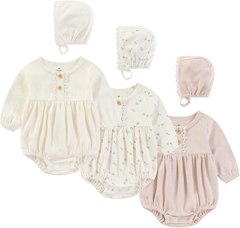 Newborn Baby Girl Bodysuit Suit Baby Clothes Long Sleeve 3 Outfit Bundle Mix Match in Kuwait