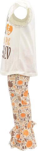 Unique Baby 2 Piece Girls Double Ruffle Leggings and Short Sleeve Shirt Clothes Set Kid and Toddler Girl Outfit in Kuwait