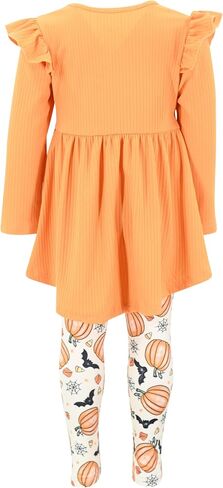 Unique Baby 2pc Little Girls Big Kids Toddler Set with Long Sleeve T-shirt and Cute Printed Leggings in Kuwait