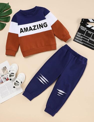 ملابس أطفال أولادي بأكمام طويلة وبلوزات وسراويل للأطفال الصغار ملابس خريفية للأولاد 18M-6T in Kuwait