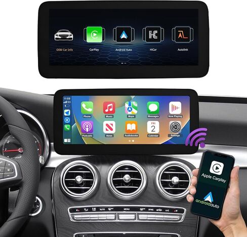 NINETOM 10.25 inch Touchscreen Wireless CarPlay Android Auto Multimedia Car Radio Receiver for Mercedes Benz C GLC Class W205 with NTG5.0/5.1/5.2 System (2015-2018) in Kuwait