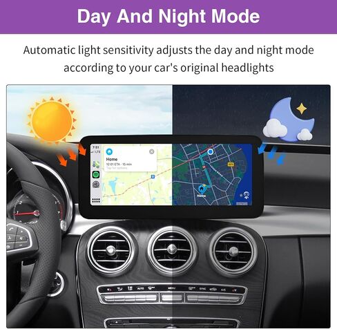 NINETOM 10.25 inch Touchscreen Wireless CarPlay Android Auto Multimedia Car Radio Receiver for Mercedes Benz C GLC Class W205 with NTG5.0/5.1/5.2 System (2015-2018) in Kuwait