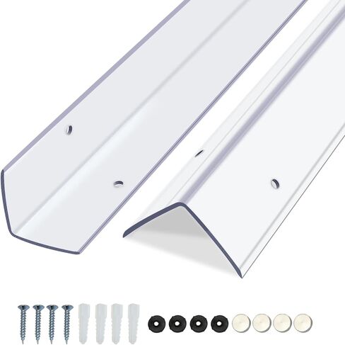 Clear Screws Installation Wall Corner Protectors, Thickened L-Shaped Peel and Stick Furniture Edge Shields & Guards for Sharp Wall, Door Frame, Table (2pcs x 39.4’’L x 1.97’’W) in Saudi Arabia