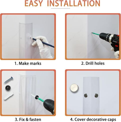 Clear Screws Installation Wall Corner Protectors, Thickened L-Shaped Peel and Stick Furniture Edge Shields & Guards for Sharp Wall, Door Frame, Table (2pcs x 39.4’’L x 1.97’’W) in Saudi Arabia