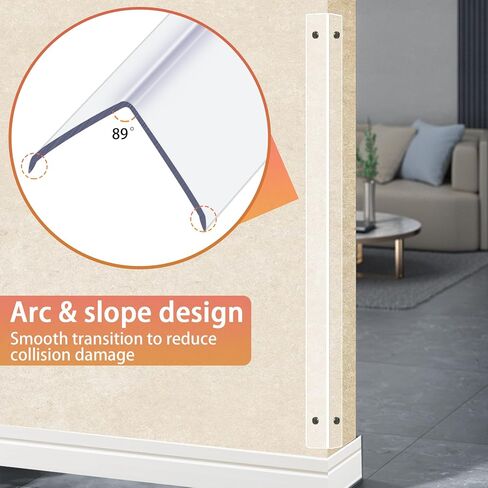 Clear Screws Installation Wall Corner Protectors, Thickened L-Shaped Peel and Stick Furniture Edge Shields & Guards for Sharp Wall, Door Frame, Table (2pcs x 39.4’’L x 1.97’’W) in Saudi Arabia