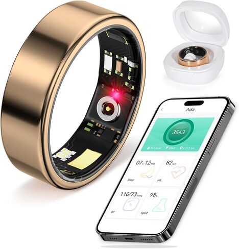 Smart Ring Fitness Tracker Ring for Men Women - Health Sleep Heart Rate Step Blood Oxygen Blood Pressure Tracker, IP68, No App fee, Remote Photography, Utra Battery Life, Family Care (9#) in Saudi Arabia