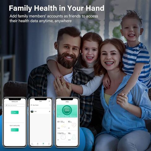 Smart Ring Fitness Tracker Ring for Men Women - Health Sleep Heart Rate Step Blood Oxygen Blood Pressure Tracker, IP68, No App fee, Remote Photography, Utra Battery Life, Family Care (9#) in Saudi Arabia
