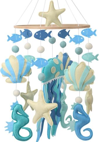 Baby Crib Mobile - Safari (Elephant, Lion, Zebra, Giraffe) - Sea Creature (Octopus, Seahorse, Turtle) - Bear - Nursery Decoration Mobile and Baby Shower for Boys & Girls (Sea Creature Wonder) in Saudi Arabia