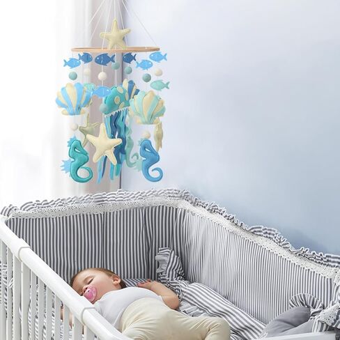Baby Crib Mobile - Safari (Elephant, Lion, Zebra, Giraffe) - Sea Creature (Octopus, Seahorse, Turtle) - Bear - Nursery Decoration Mobile and Baby Shower for Boys & Girls (Sea Creature Wonder) in Saudi Arabia