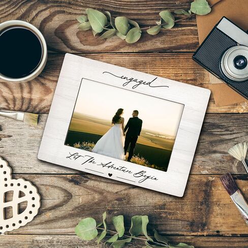 Engagement Wedding 4x6 Picture Frame, Wedding Engagement Gifts for Couples Newlyweds Him Her, Love Photo Frame, The Beginning of Always Picture Photo Frames for Desk Decor in Saudi Arabia