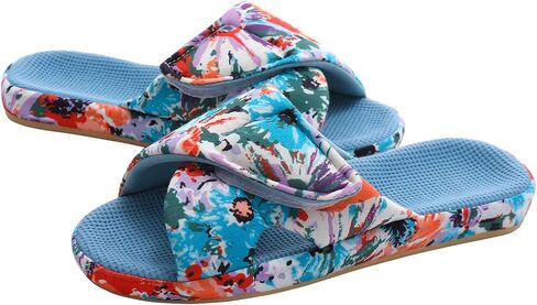 shevalues Summer House Slippers for Women with Arch Support Breathable Waffle Cotton Indoor Slippers Slip on Open Toe Home Shoes in Kuwait