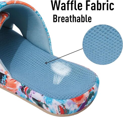 shevalues Summer House Slippers for Women with Arch Support Breathable Waffle Cotton Indoor Slippers Slip on Open Toe Home Shoes in Kuwait