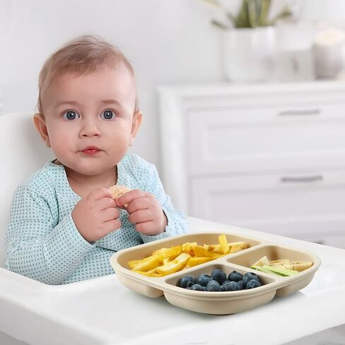 ألواح شفط PandaEar للطفل، 2 عبوة من ألواح السيليكون للأطفال الصغار والرضع، مجموعة أطباق أطفال مقسمة، غير قابلة للانزلاق، غير سامة، خالية من مادة BPA in Kuwait