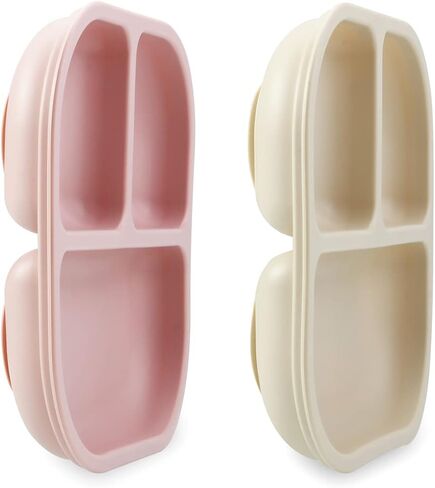 ألواح شفط PandaEar للطفل، 2 عبوة من ألواح السيليكون للأطفال الصغار والرضع، مجموعة أطباق أطفال مقسمة، غير قابلة للانزلاق، غير سامة، خالية من مادة BPA in Kuwait