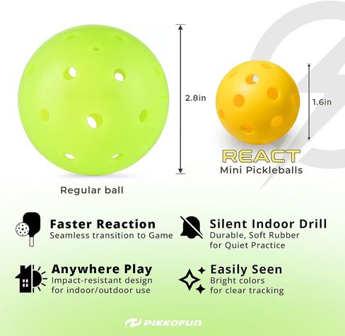 PIKKOFUN React Mini Pickleball Balls -5 Pack Silent Pickleball Balls for Training - Soft Pickleball Practice Balls for Improve Hand Speed, Paddle Control and Accuracy - Blue in Saudi Arabia