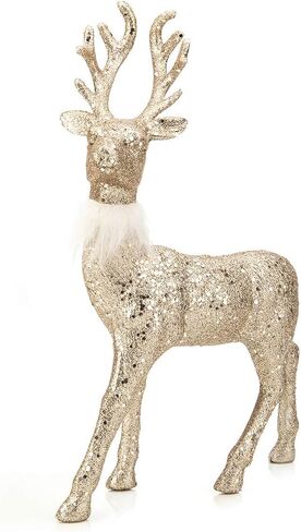 ARCCI Christmas Reindeer Figurine Decorations 2 Pack, 12.6" Standing Glitter Deer Statues Holidays Ornaments, Xmas Elk Table Centerpiece Home Decor, Silver in Saudi Arabia
