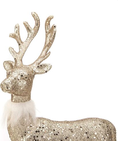 ARCCI Christmas Reindeer Figurine Decorations 2 Pack, 12.6" Standing Glitter Deer Statues Holidays Ornaments, Xmas Elk Table Centerpiece Home Decor, Silver in Saudi Arabia