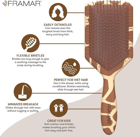 Framar Detangler Brush, Paddle Brush – Elegant Detangling Brush, No more Tangles Hair Brush – Hair Brushes for women, men and children (Champagne) in Saudi Arabia
