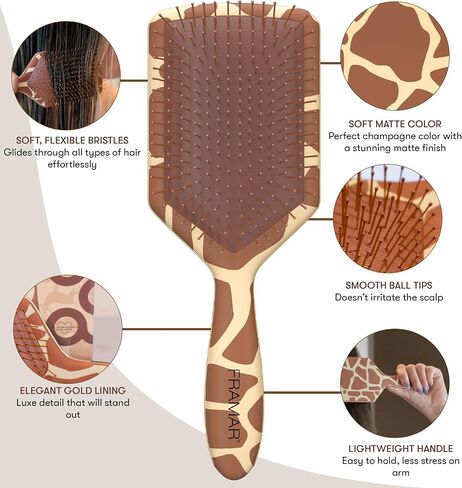Framar Detangler Brush, Paddle Brush – Elegant Detangling Brush, No more Tangles Hair Brush – Hair Brushes for women, men and children (Champagne) in Saudi Arabia