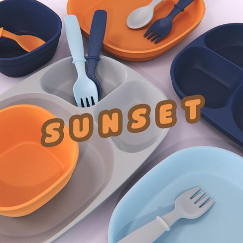 Kid’s Dinnerware Set - 20 Pieces - Trays and Bowls - Tough Tableware for Toddlers - Made in the USA - Dishwasher and Microwave Safe - BPA Free and Shatter Resistant (Pastel) in Saudi Arabia