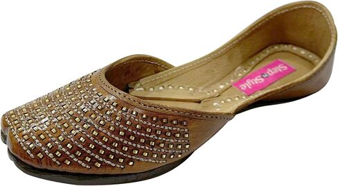 Wedding Handmade Ethnic Sandal Juttis Shoes Punjabi Mojari Indian Khussa For Women in Kuwait